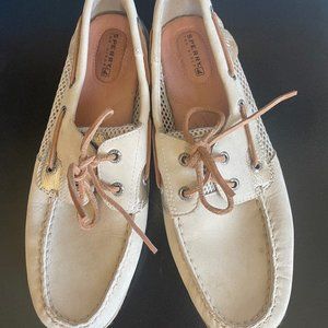 Sperry Beige Boat Topsider Shoes 10B